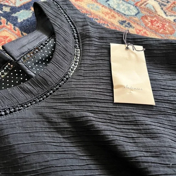 NWT Anthropologie Elevenses Textured Sleeveless Angled blouse Romper pockets M - Picture 10 of 11